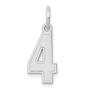 14k White Gold, Jersey Collection, Small Number 4 Pendant